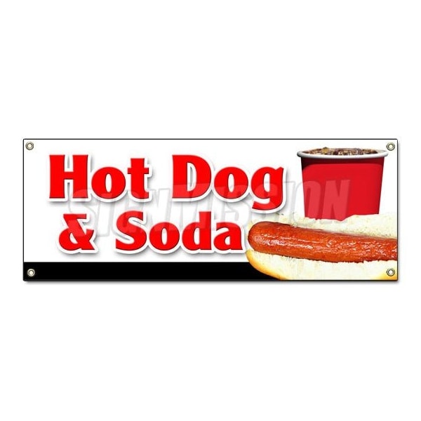 Signmission HOT DOG & SODA COMBO BANNER SIGN all beef drink frank meal deal chili B-Hot Dogs & Soda Combo - main